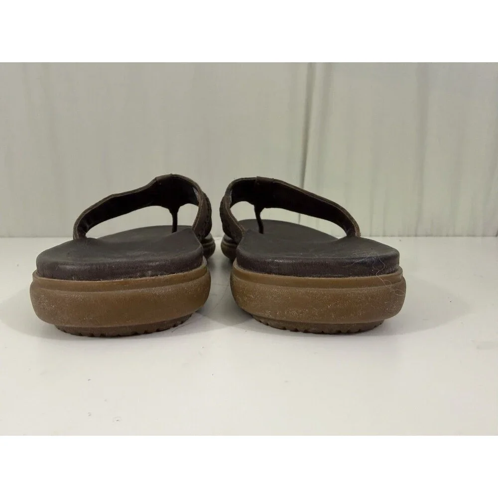 Ugg Australia Slip On Sandals Sz 11 Flip Flops Thongs Brown Leather Shoes